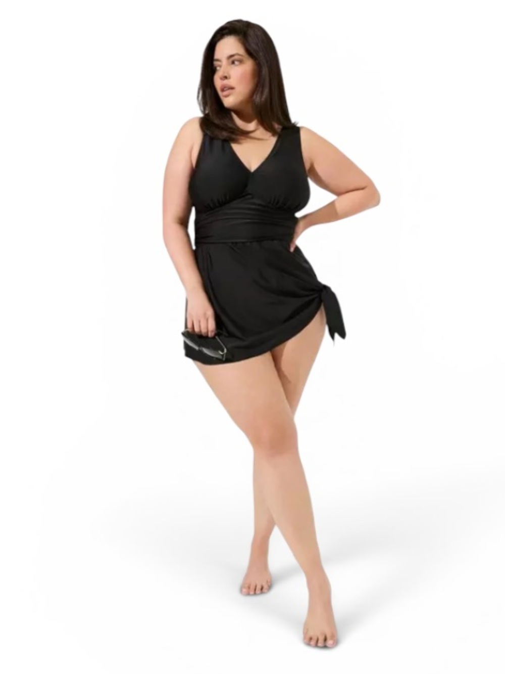 Torrid Wireless Short Asymmetrical Swim Dress with Brief